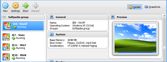 Showing the interface in VirtualBox